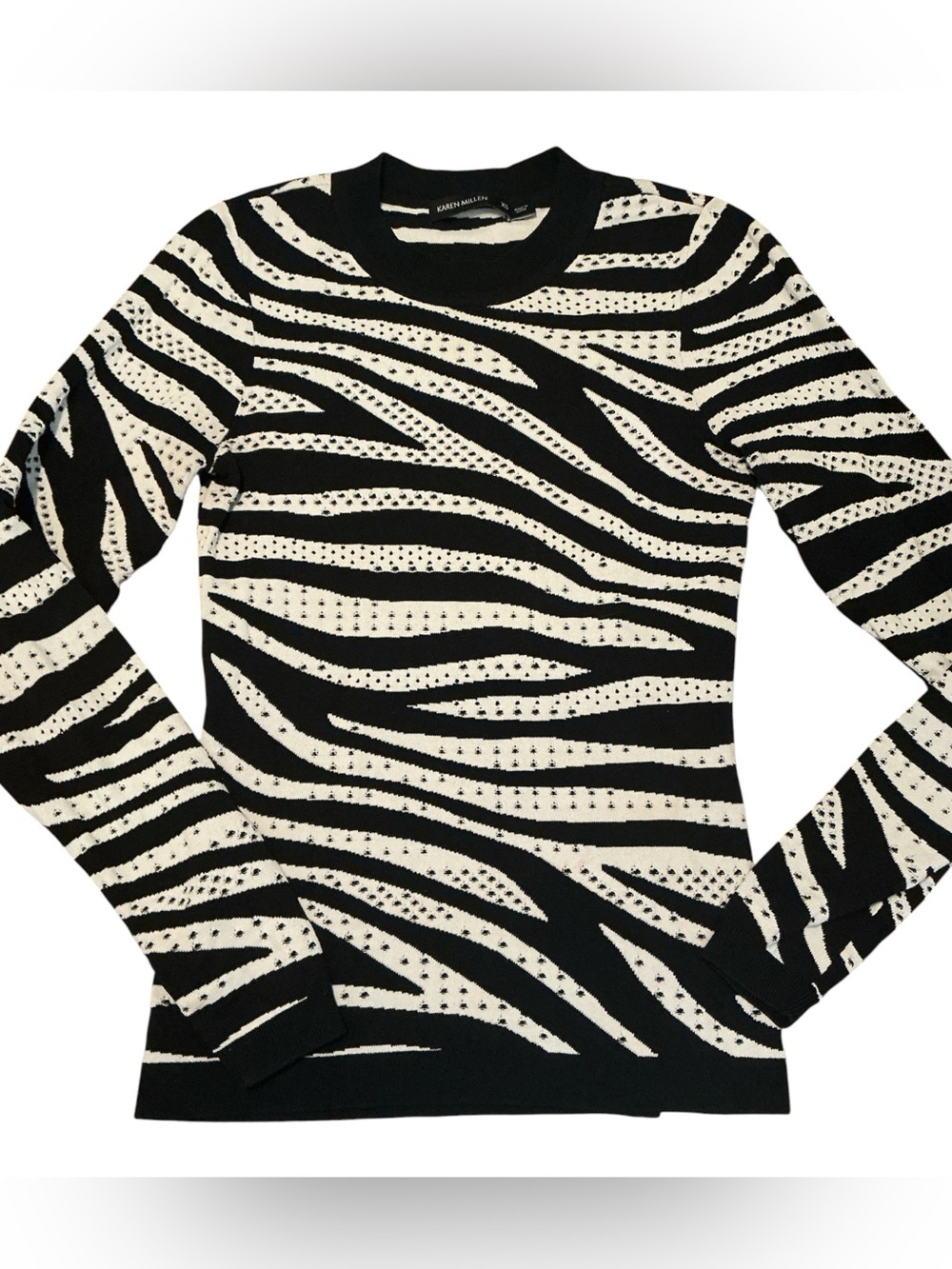 Karen Millen black/white zebra striped sweater XS